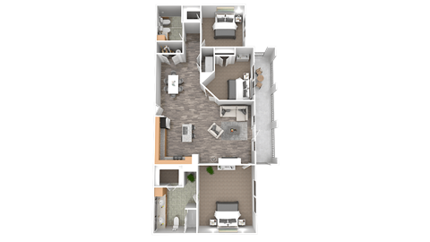 Floor plan for 3 beds, 2 baths, 1270 sqft